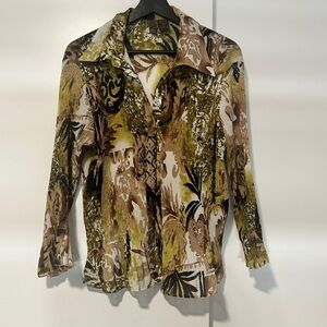 Vintage yellow and green fitted top